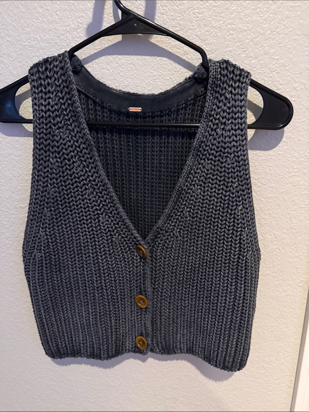 Free people Chunky Knit Button-Front Vest - Charcoal size small